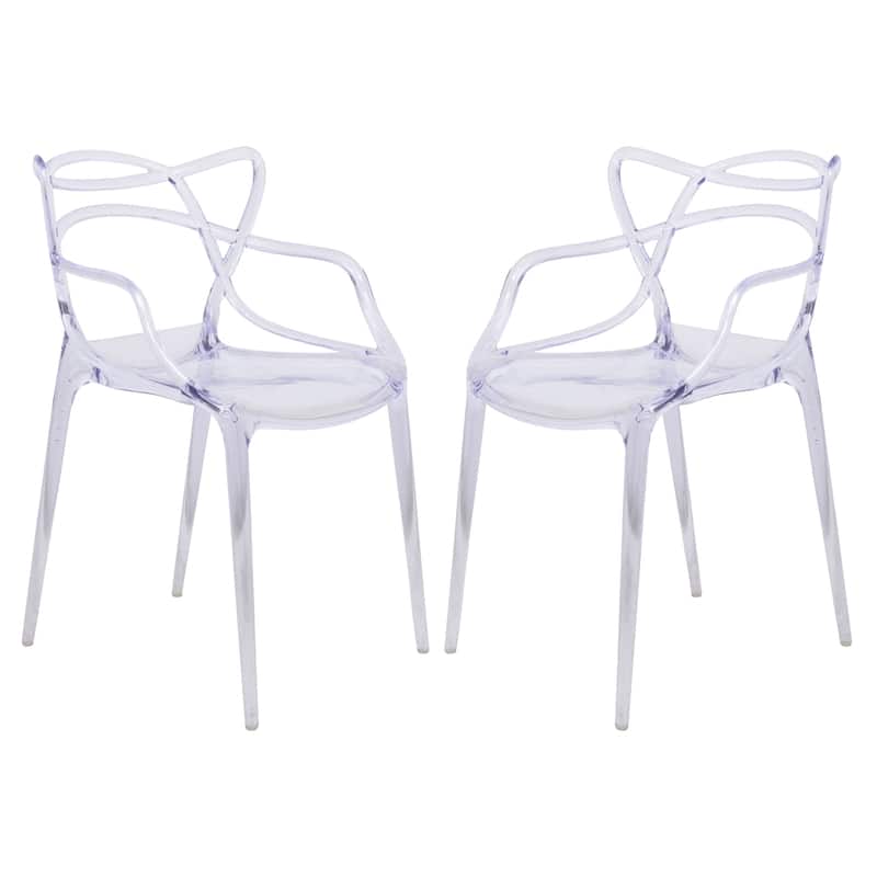 LeisureMod Milan Modern Wire Design Chair, Set of 2 - Red - 23 x 32.5 x 17.5