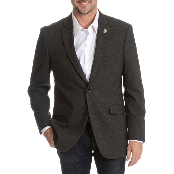 USPA Men's 2Button Herringbone Elbow Patch Blazer Overstock 10755926