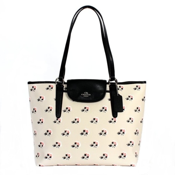 coach rose print tote