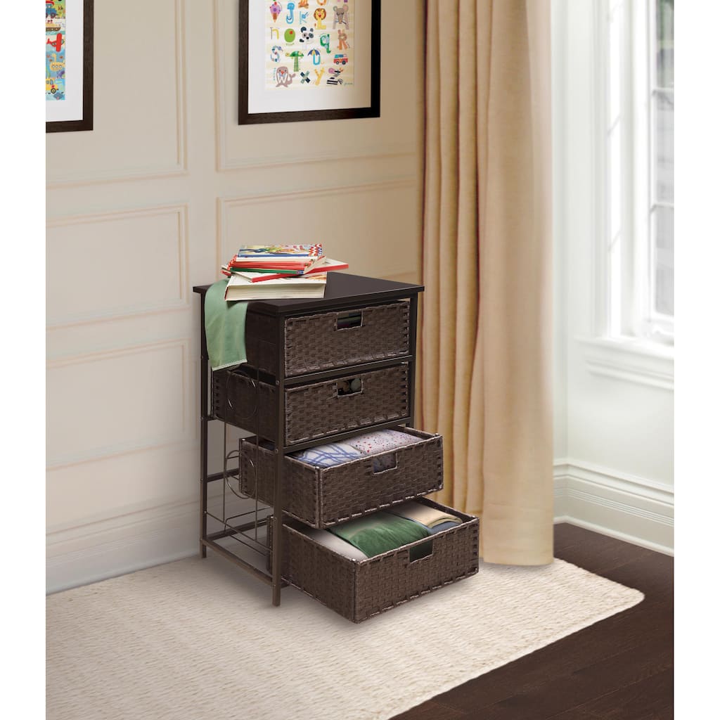 Badger Basket August Collection Tall Four Basket Storage Unit - Espresso