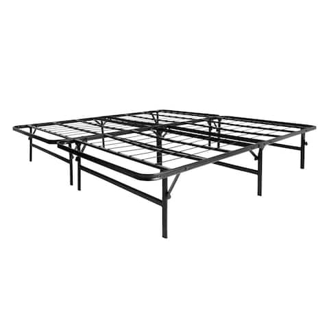 Foldable Metal Platform Bed Frame and Mattress Foundation Queen by Lucid Comfort Collection