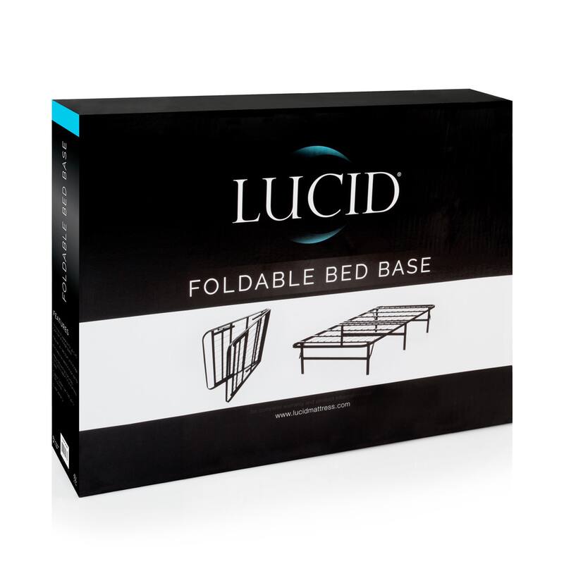 Foldable Metal Platform Bed Frame and Mattress Foundation Queen by Lucid Comfort Collection