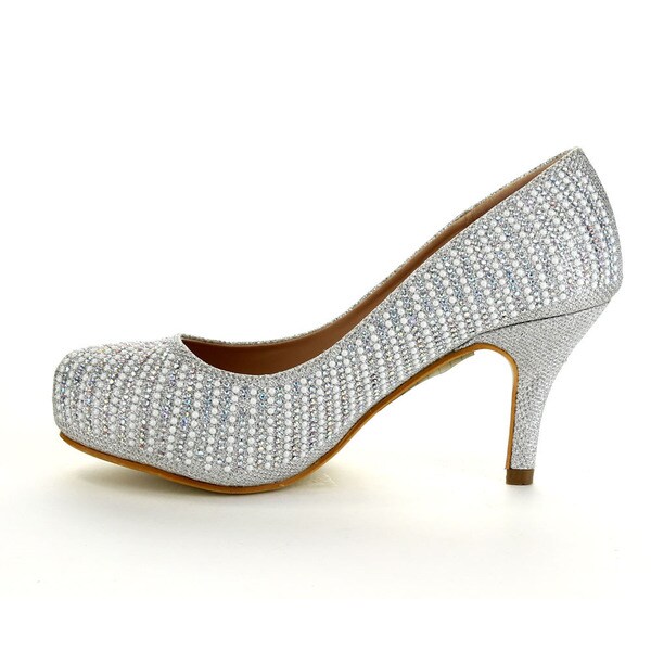 silver party shoes mid heel