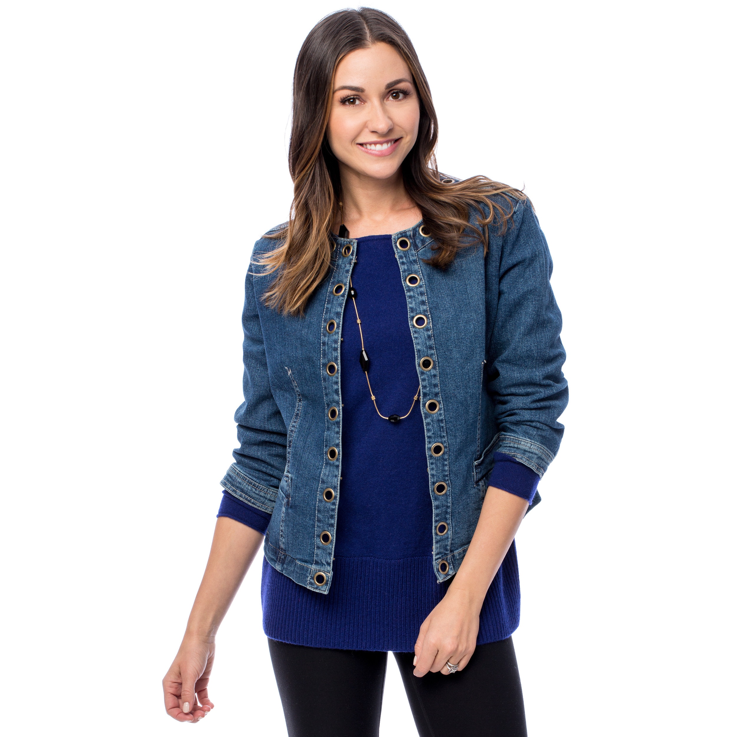 round neck jean jacket