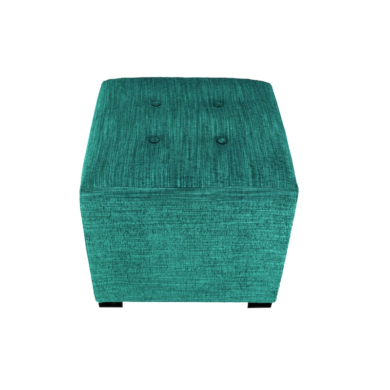 MJL Furniture Lucky Square Button Tufted Ottoman - Aqua