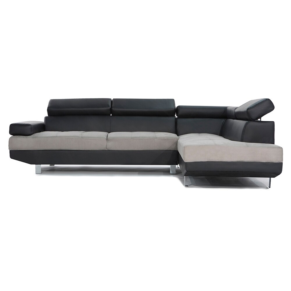 Modern Black Contemporary Two Tone Microfiber And Bonded Modern Black Contemporary Two Tone