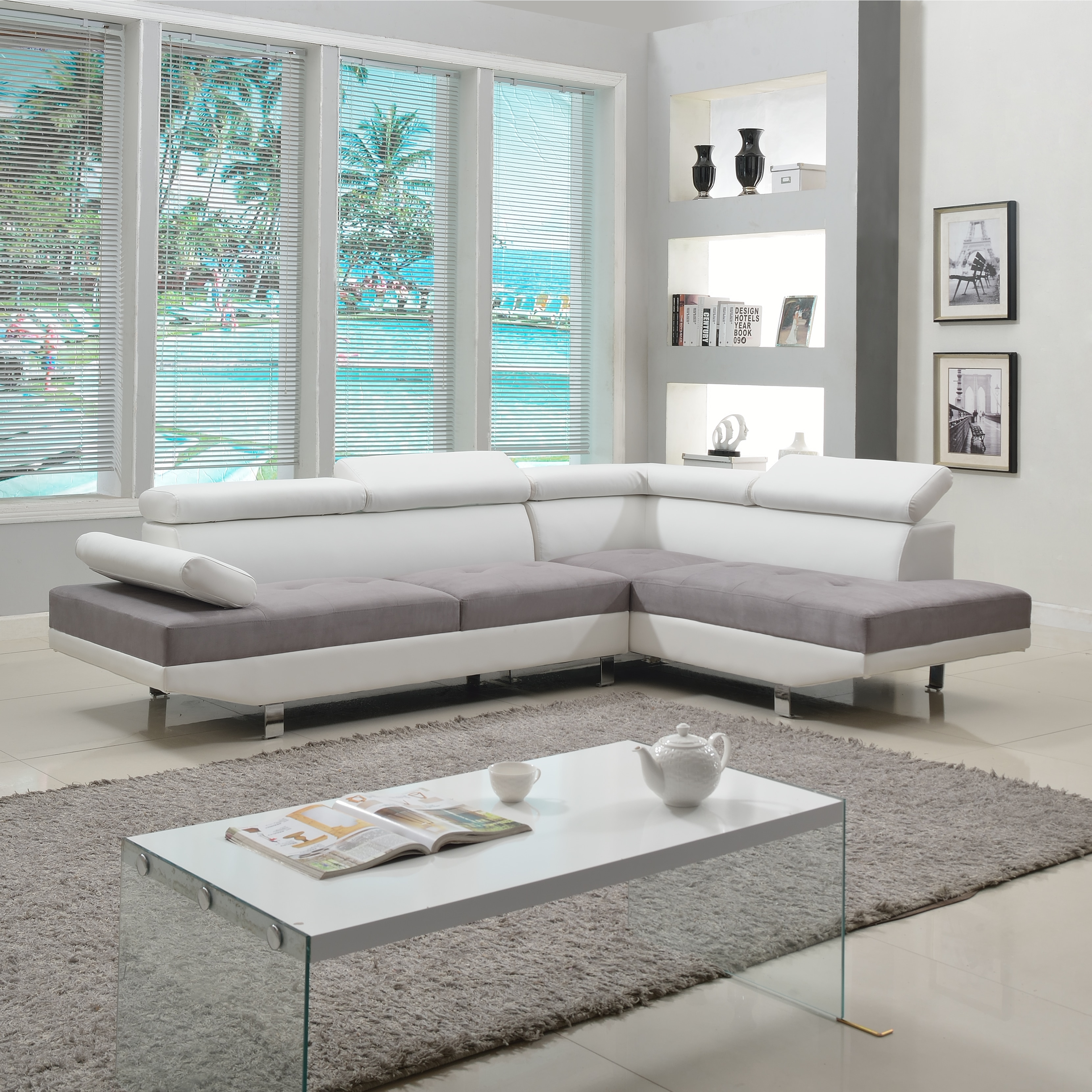 Shop Modern White Contemporary Two Tone Microfiber And Bonded