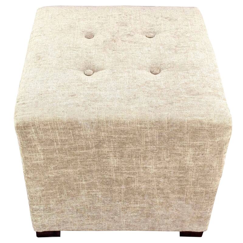 MJL Furniture Atlas 4-button Tufted Square Ottoman - Cream