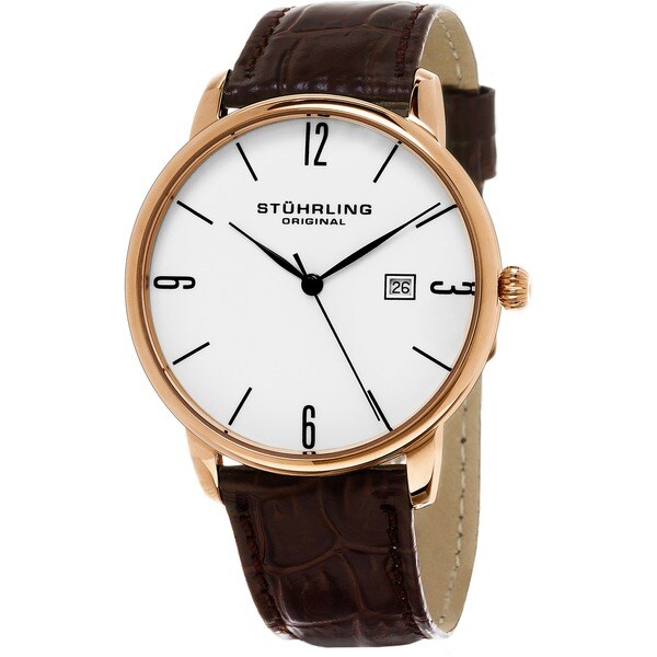 Stuhrling Original Men's Ascot Quartz Leather Strap Watch