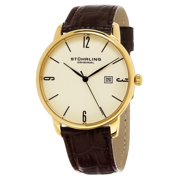 Stuhrling Original Men's Ascot Quartz Leather Strap Watch. Opens flyout.