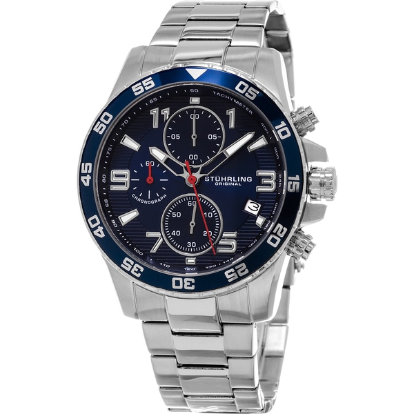 Stuhrling Original Men's Concorso Chrono Quartz Stainless Steel Bracelet Watch
