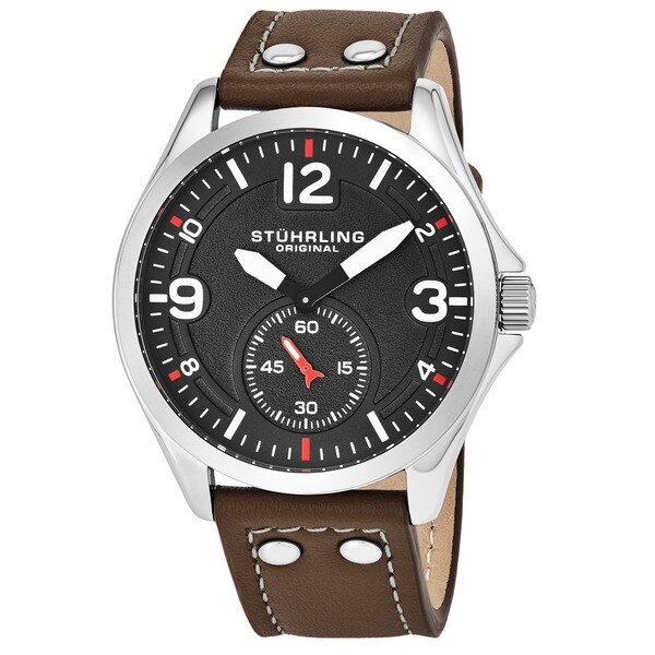 Stuhrling Original Men's Quartz Tuskegee Leather Strap Watch. Opens flyout.