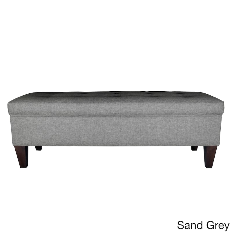 Brooke 10-button Tufted Upholstered Long Storage Bench Ottoman - Grey