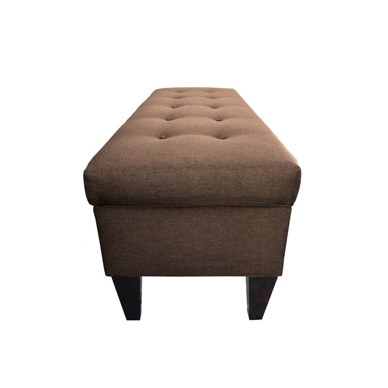 Brooke 10-button Tufted Upholstered Long Storage Bench Ottoman