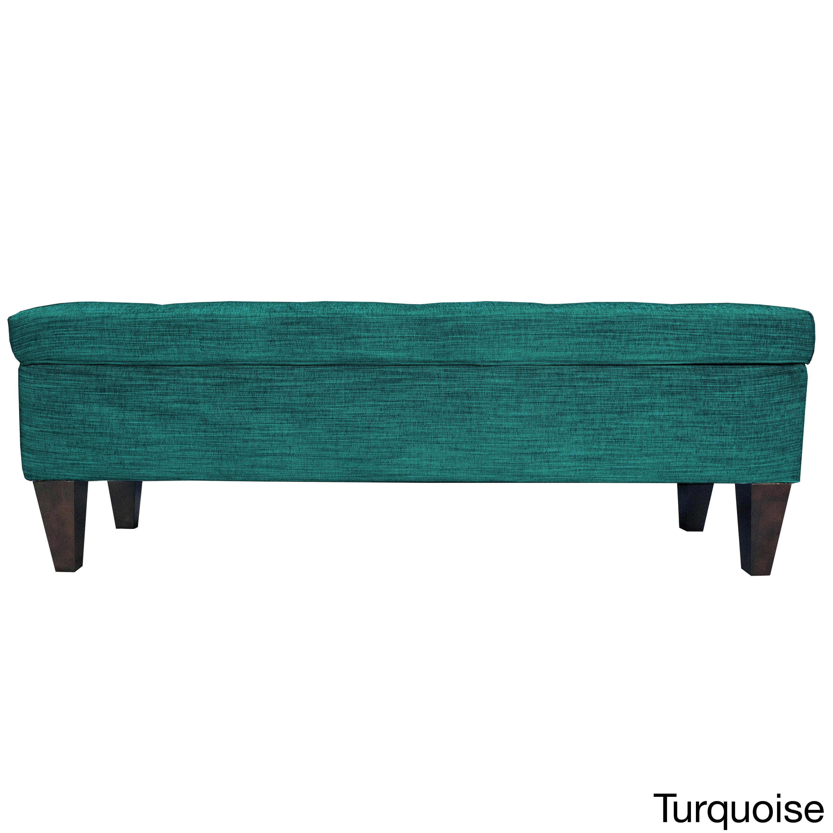Brooke 10 Button Tufted Upholstered Long Storage Bench Ottoman Overstock 10756520