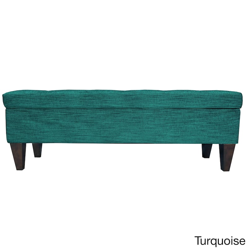 Brooke 10-button Tufted Upholstered Long Storage Bench Ottoman - Turquoise