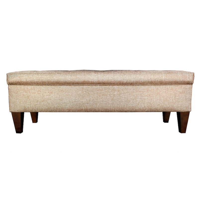 Brooke 10-button Tufted Upholstered Long Storage Bench Ottoman - Beige