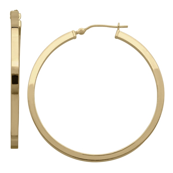 Shop 14k Yellow Gold Square Tube Hoop Earrings - Free Shipping Today ...