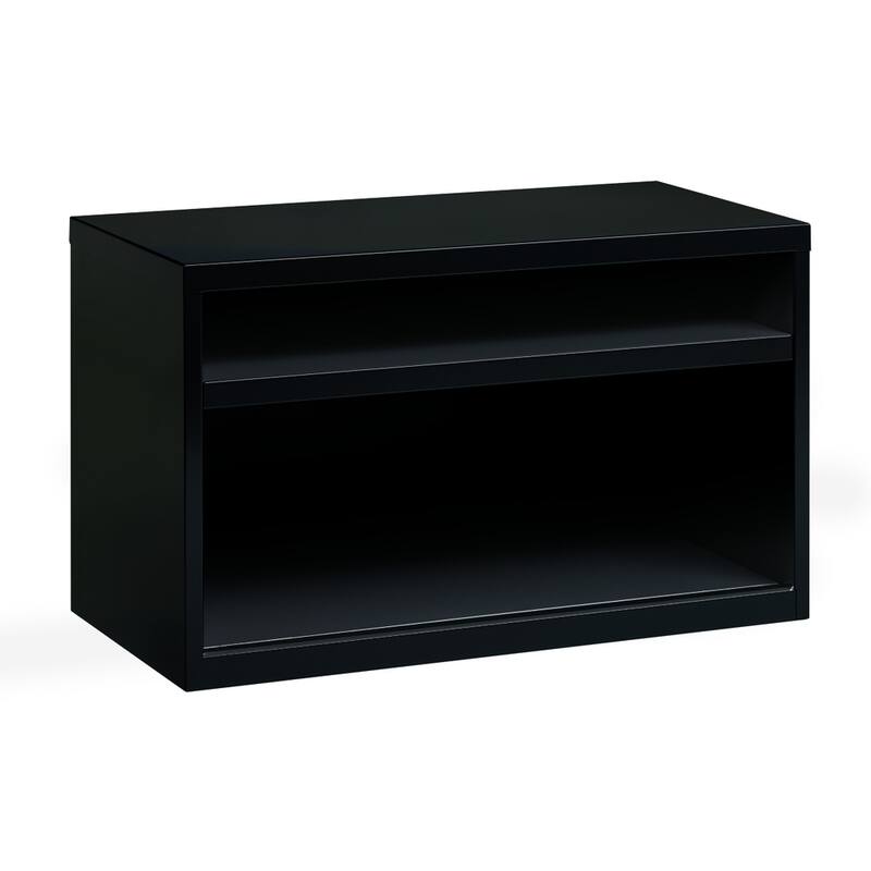 Hirsh 36" Wide Office Credenza, Open Cabinet with Shelf, Black