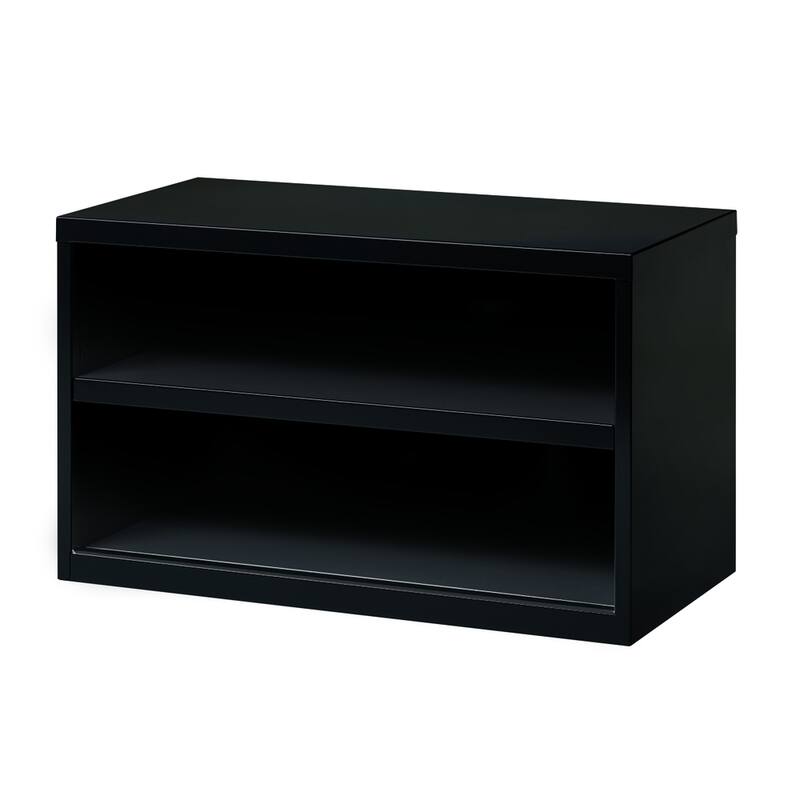 Hirsh 36" Wide Office Credenza, Open Cabinet with Shelf, Black