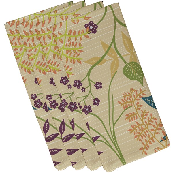 Reversible Clementina Print Cloth Napkins 20" Sq Floral Trellis Set of 4 