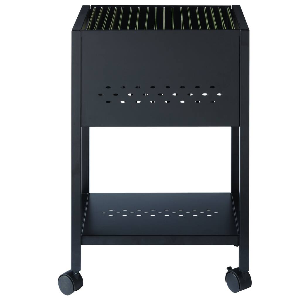 Space Solutions 18" D Mobile File Cart with Locking Casters, Black