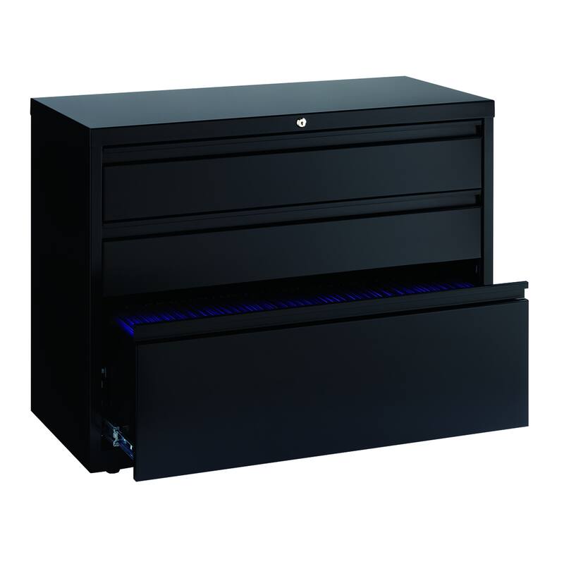 Hirsh Commercial 36" Wide 3-drawer Lateral Storage File Cabinet, Black