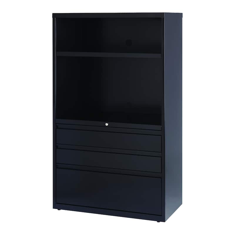 HL8000 Series 36" Wide 3-Drawer Combo Commercial Lateral File Cabinet, Black
