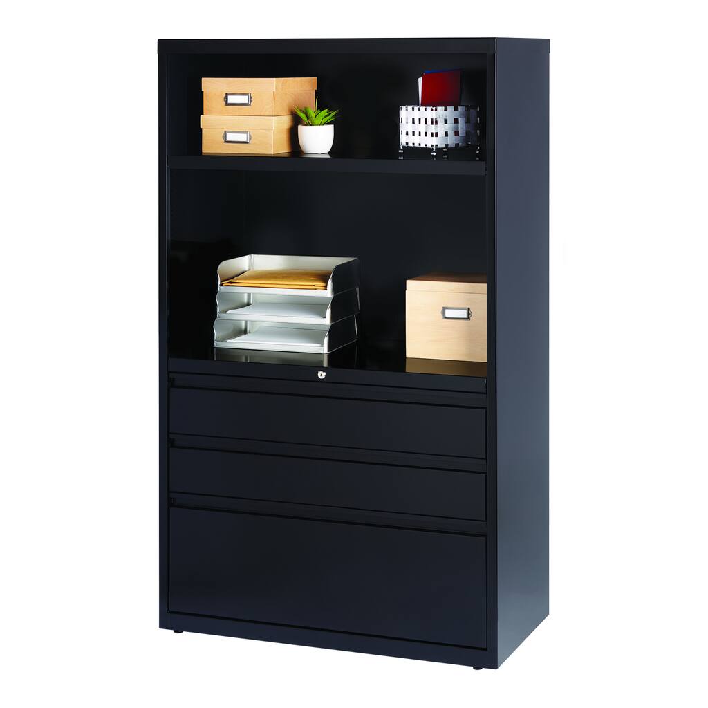 HL8000 Series 36" Wide 3-Drawer Combo Commercial Lateral File Cabinet, Black