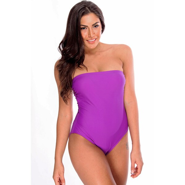 Purple Bandeau One-Piece Swimsuit