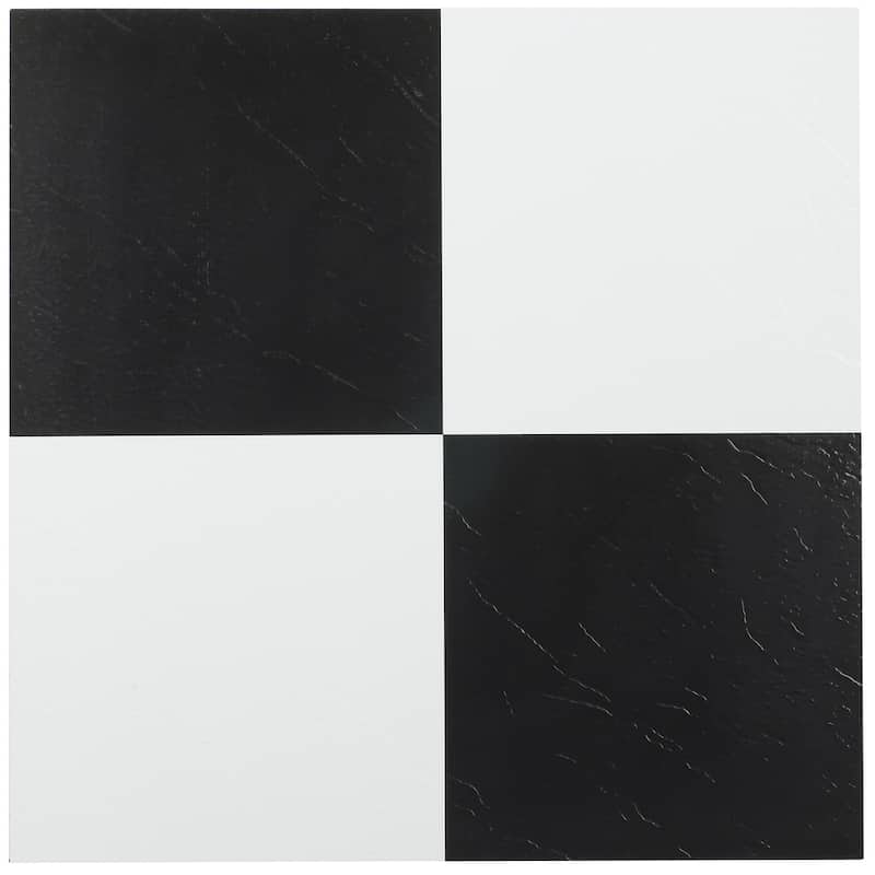 Achim Tivoli Black & White 12x12 Self Adhesive Vinyl Floor Tile - 45 Tiles/45 sq. Ft