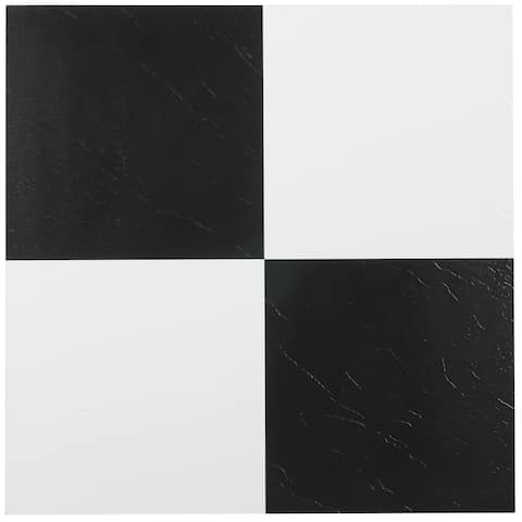 Achim Tivoli Black & White 12x12 Self Adhesive Vinyl Floor Tile - 45 Tiles/45 sq. Ft