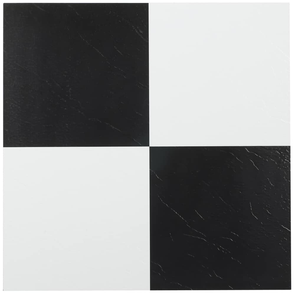 Achim Tivoli Black & White 12x12 Self Adhesive Vinyl Floor Tile - 45 Tiles/45 sq. Ft