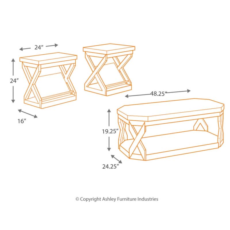 Radilyn Contemporary Occasional Table Set (3/CN) Grayish Brown