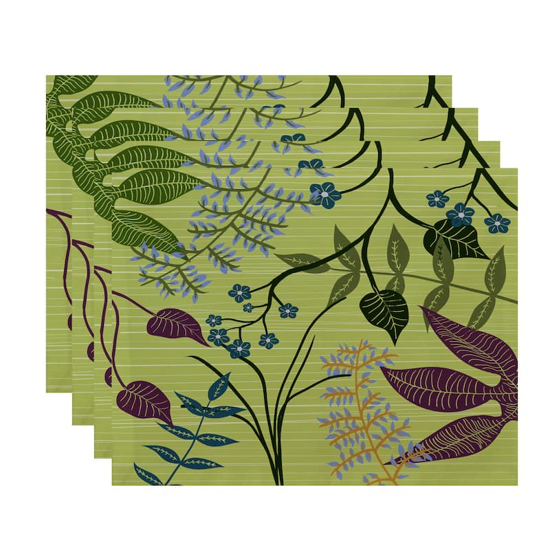 Botanical Floral Print Placemats - Green