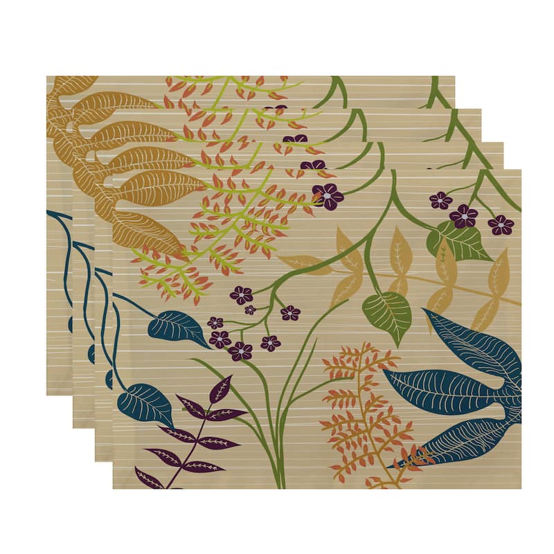Botanical Floral Print Placemats - Yellow