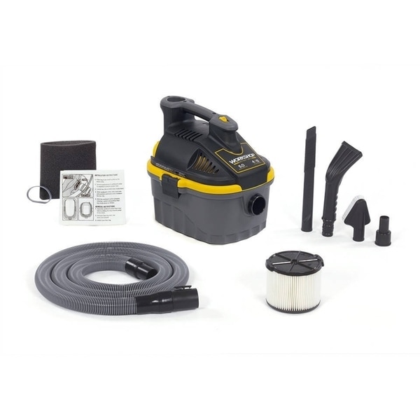 WORKSHOP WS0401VA 5.0 Peak HP, 4 gal. Portable Wet/ Dry Vac w/ Accs ...