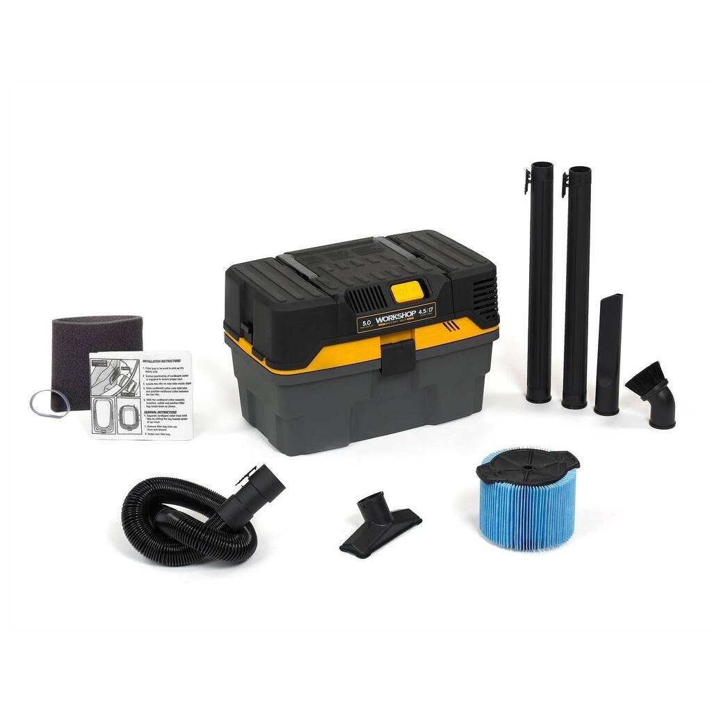 WORKSHOP Wet/ Dry 5.0 Peak HP, 4.5 gal. Auto Vacuum - Black