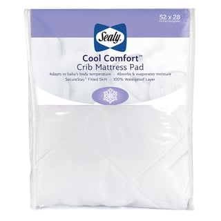 Sealy Cool Comfort Fitted Infant Toddler Crib Mattress Pad, Moisture Wicking and Waterproof - White