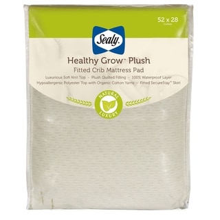 Sealy Healthy Grow Plush Fitted Crib Mattress Pad w/ Waterproof Layer - White