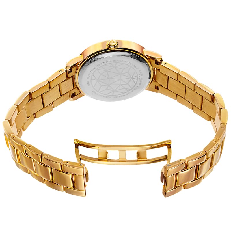 Akribos XXIV Women's Mosaic Printed Dial Quartz Crystal-Accented Gold-Tone Bracelet Watch - Gold