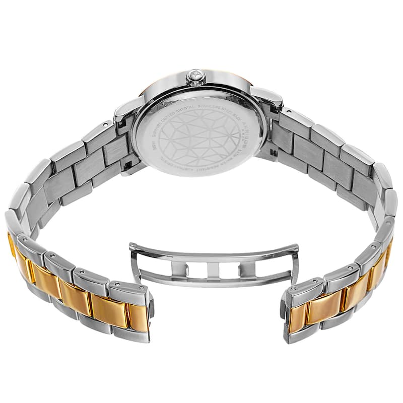 Akribos XXIV Women's Mosaic Printed Dial Quartz Crystal-Accented Two-Tone Bracelet Watch