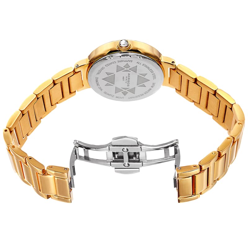 Akribos XXIV Women's Quartz Mother of Pearl Diamond Gold-Tone Bracelet Watch - Gold