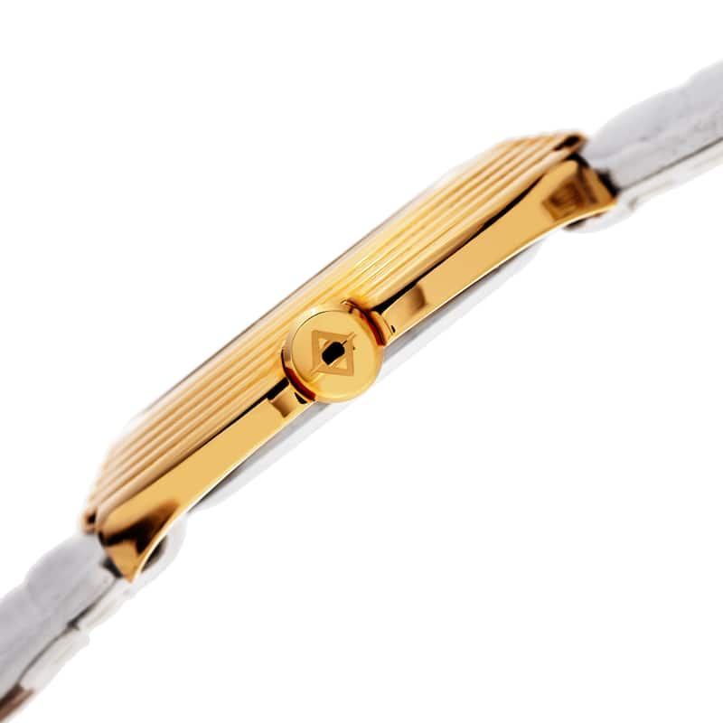 Akribos XXIV Women's Quartz Diamond Leather White Strap Watch