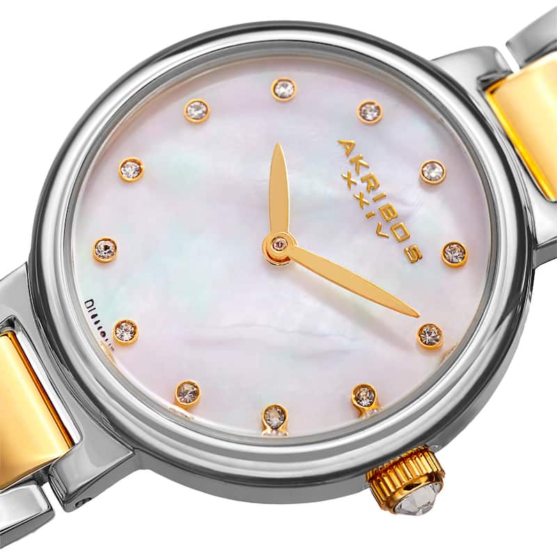 Akribos XXIV Women's Quartz Mother of Pearl Diamond Two-Tone Bracelet Watch