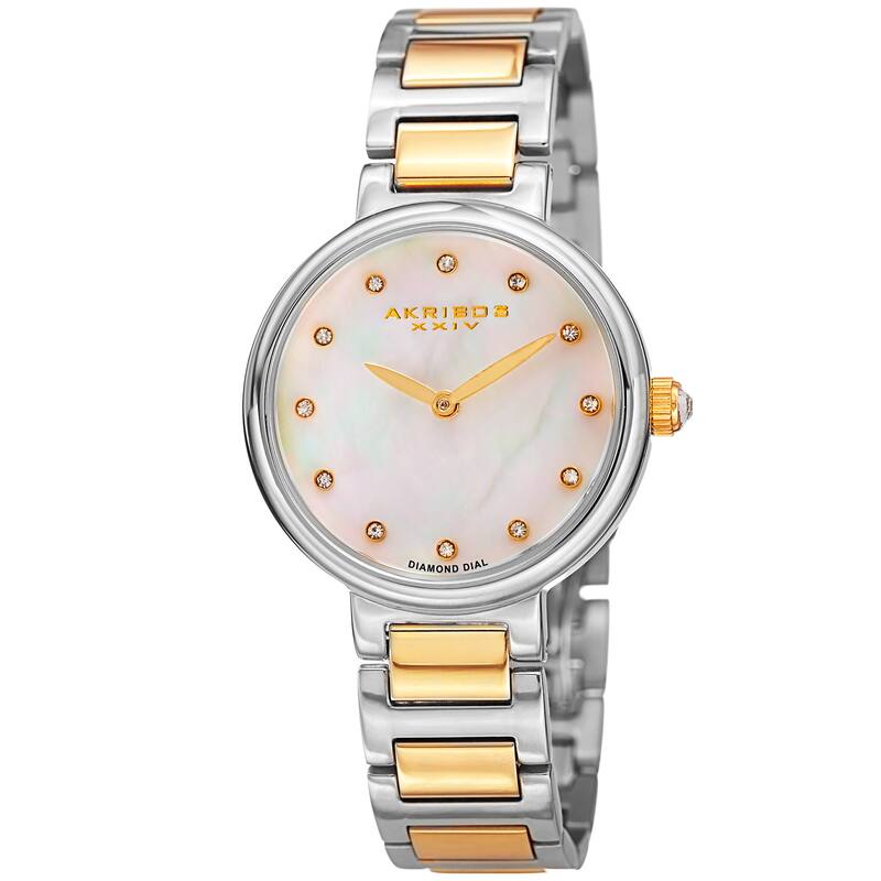 Akribos XXIV Women's Quartz Mother of Pearl Diamond Two-Tone Bracelet Watch