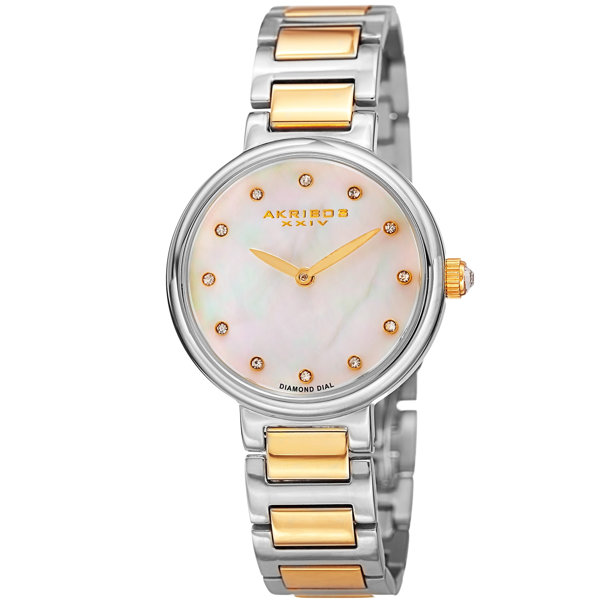 Akribos XXIV Women's Quartz Mother of Pearl Diamond Two-Tone Bracelet Watch