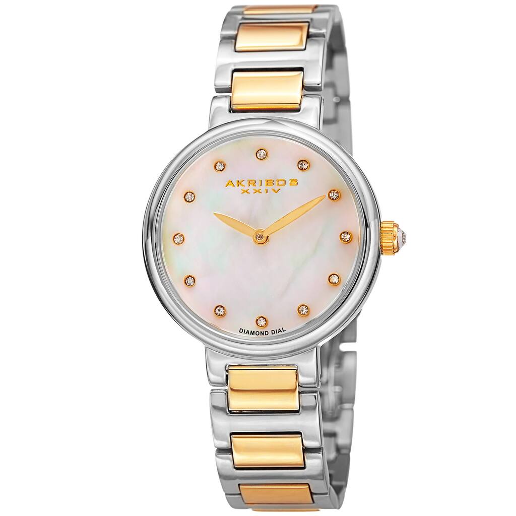 Akribos XXIV Women's Quartz Mother of Pearl Diamond Two-Tone Bracelet Watch