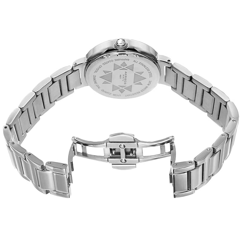 Akribos XXIV Women's Japanese Quartz Mother of Pearl Genuine Diamond Bracelet Watch