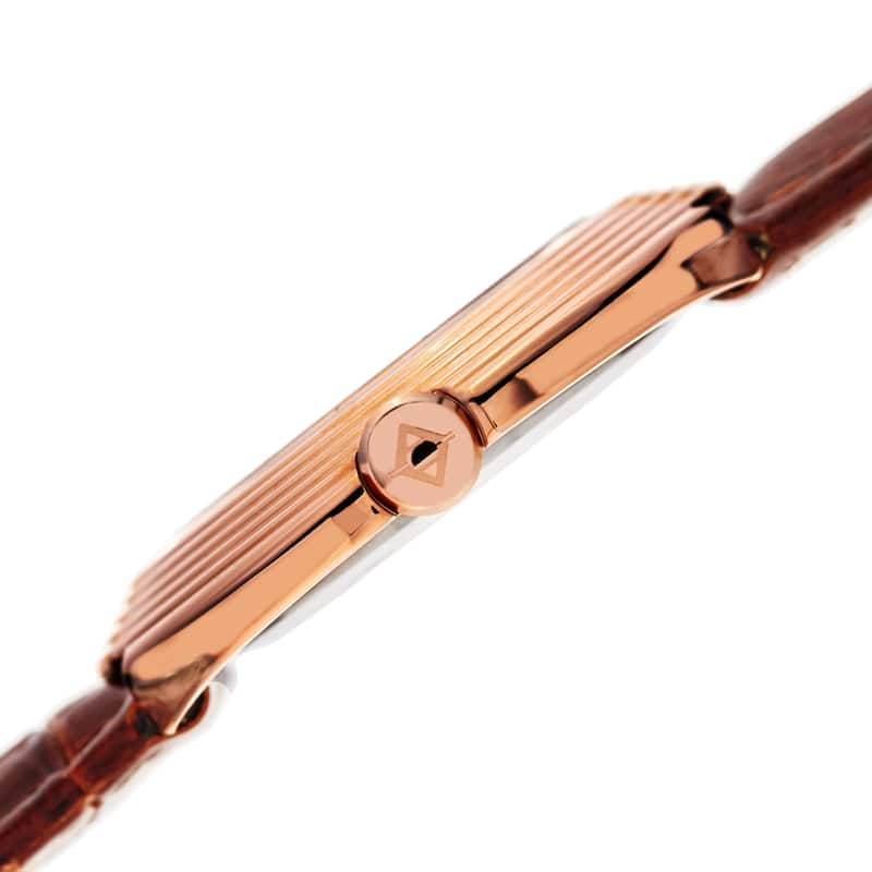 Akribos XXIV Women's Quartz Diamond Leather Rose-Tone Strap Watch - brown